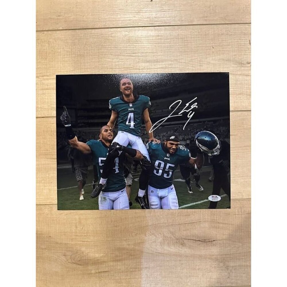 Jake Elliott signed autographed Philadelphia Eagles 11x14 Celebration Photo PSA